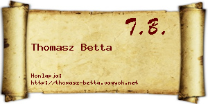 Thomasz Betta névjegykártya